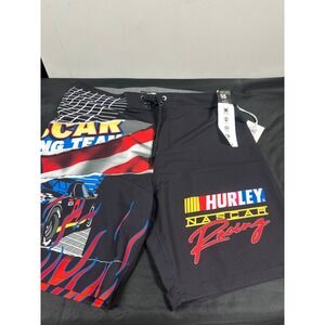 Hurley x Nascar Men's Size 32 20" Phantom Boardshorts‎ Black Flames